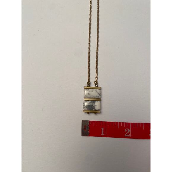 MICHELLE STARBUCK signed Brass Chain Howlite Stone Gray White Vintage - Picture 10 of 11